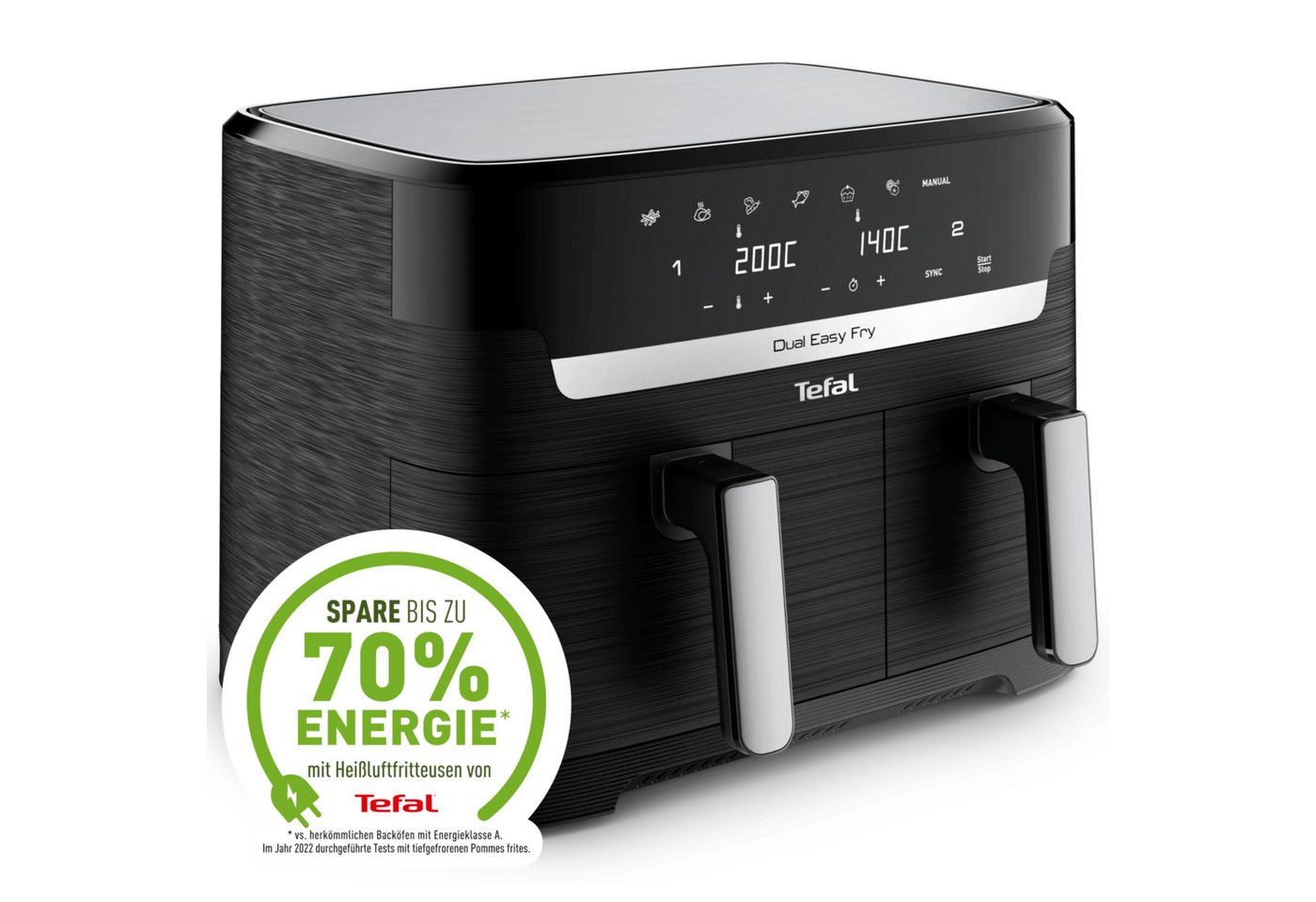 Tefal Heißluftfritteuse Jamie Oliver by Tefal Doppelkammer Heißluftfritteuse EY901, 2700 W, Zwei Schubladen, Sync-Funktion und 7 Garprogramme Bild 4