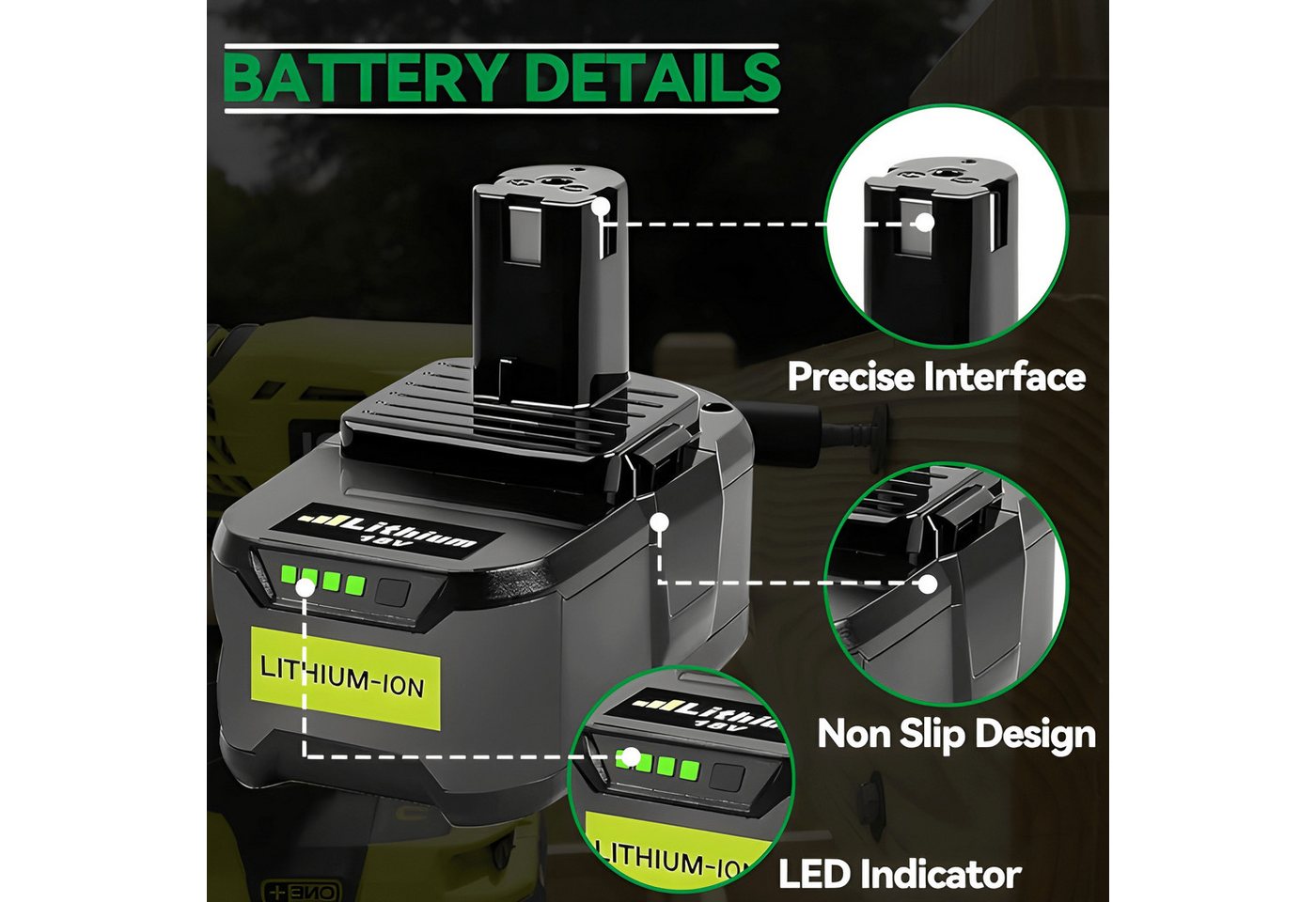 Athlix 2x Ersatzakku für Ryobi 18v Li-Ion Akku für P108 P107 P108 RB18L50 Akku, 2er Pack, Kein Memory-Effekt, bis 8000 mAh Bild 3