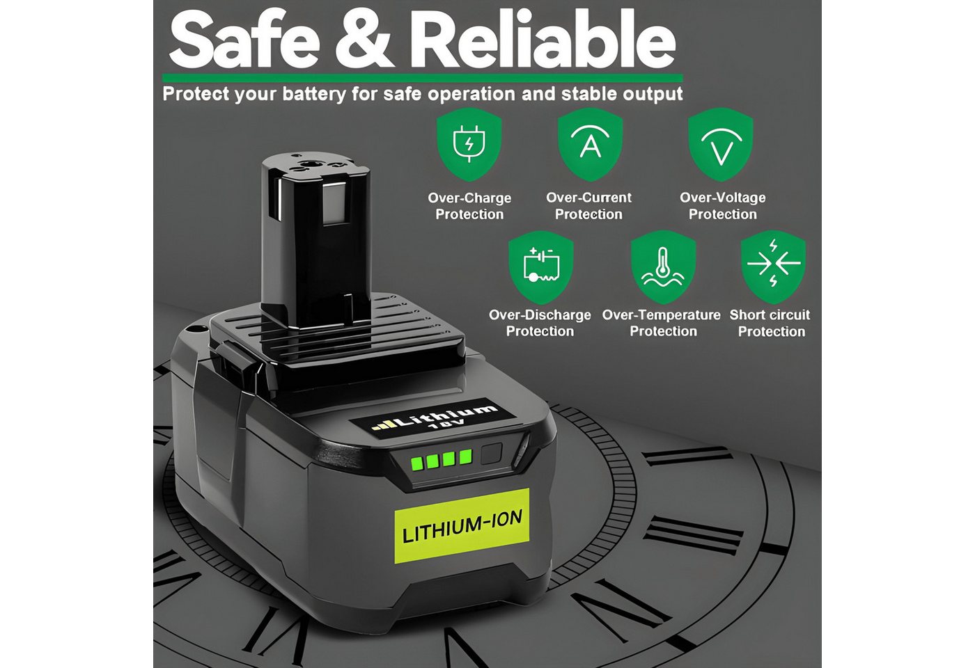 Athlix 2x Ersatzakku für Ryobi 18v Li-Ion Akku für P108 P107 P108 RB18L50 Akku, 2er Pack, Kein Memory-Effekt, bis 8000 mAh Bild 4