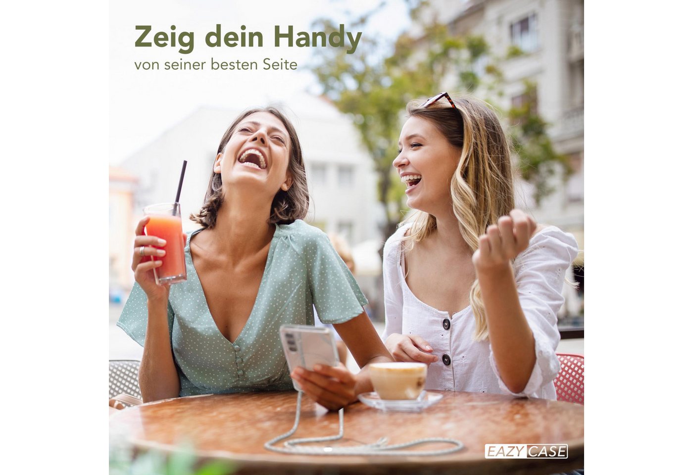 EAZY CASE Handykette mit-/ ohne Magsafe Hülle für Galaxy S24 Plus 6,7 Zoll, Handykordel Qi-Case Slimcover mit Umhängeband zum Umhängen Weiß Silber Bild 5