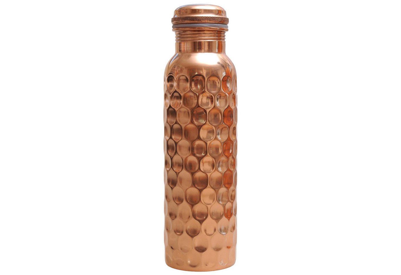 Yogishop Trinkflasche Kupferflasche diamant, 0,9 l, Edle Wasserflasche aus Kupfer.