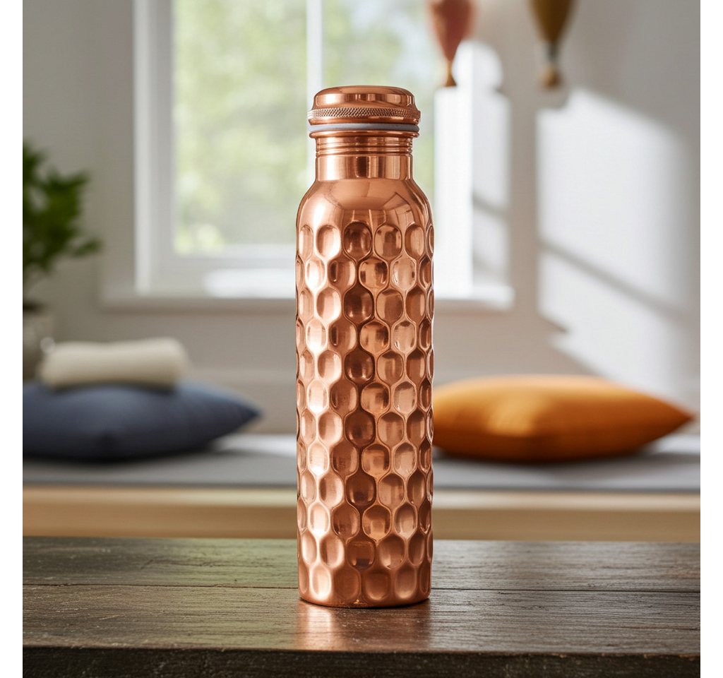 Yogishop Trinkflasche Kupferflasche diamant, 0,9 l, Edle Wasserflasche aus Kupfer. Bild 2
