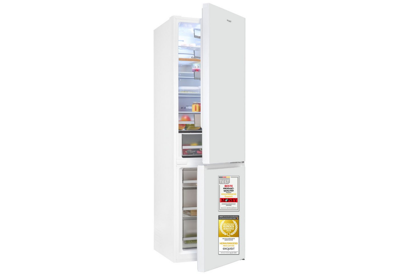 exquisit Kühl-/Gefrierkombination KGC5380-115-NF-040A, 200.5 cm hoch, 59,5 cm breit, 378 l Nutzinhalt gesamt, 4 Sternefach, Energieklasse A Bild 4