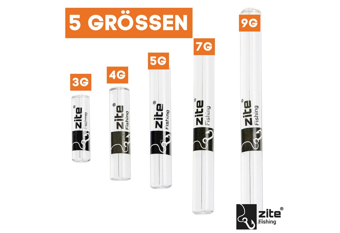 Zite Angelgewicht Forellenglas 5 Stück Angelgewicht 3-9g - Geringe Scheuchwirkung, (5-St) Bild 2
