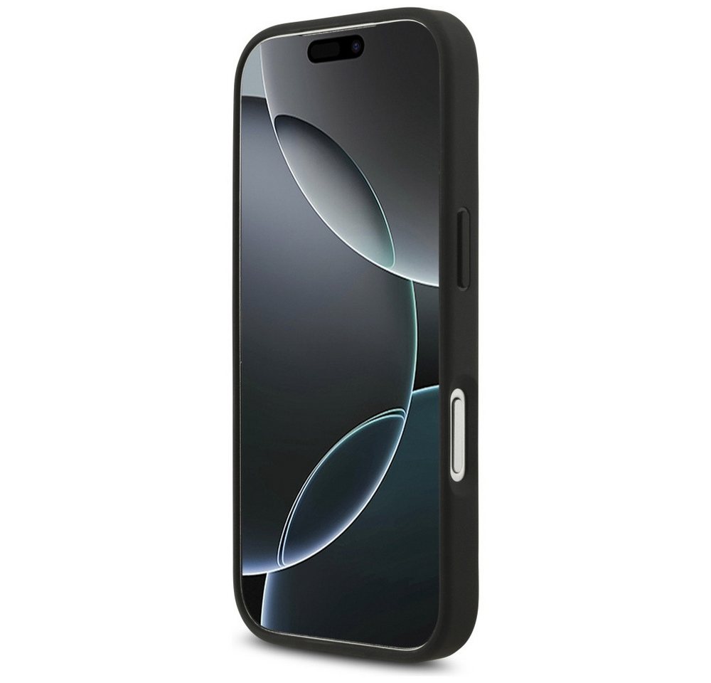 Guess Handyhülle iPhone 17 Pro Kunstleder grau Big Logo Metall goldfarben 6,3 Zoll, Kantenschutz Bild 2