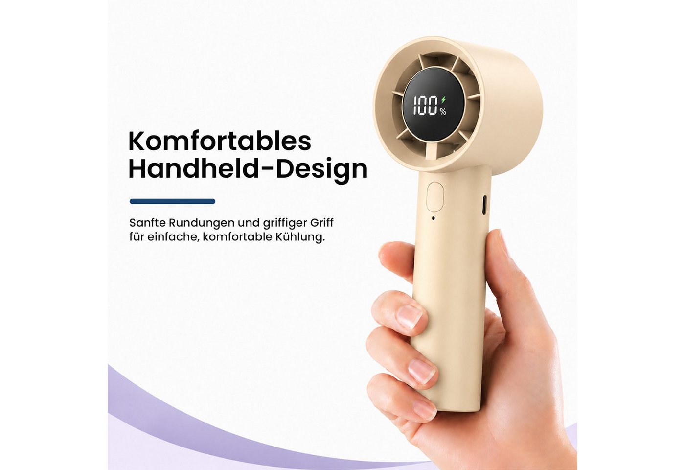 MOPUEA Handventilator Tragbarer Mini Ventilator, 100 Geschwindigkeitsstufen, USB-C, für Outdoor, Reisen und Büro Bild 4