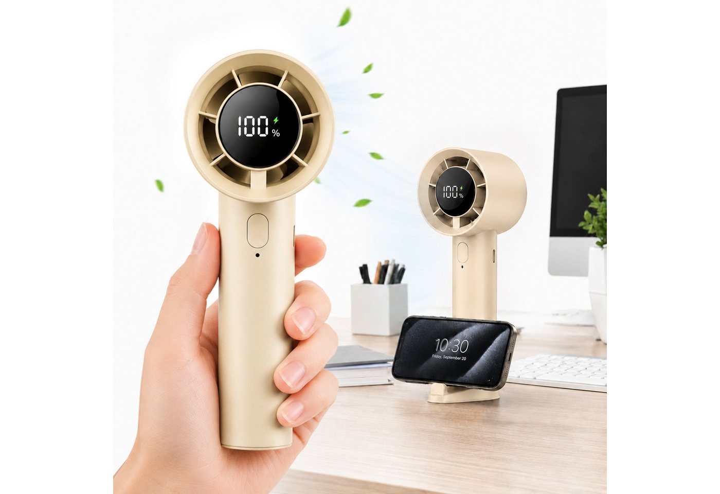 MOPUEA Handventilator Tragbarer Mini Ventilator, 100 Geschwindigkeitsstufen, USB-C, für Outdoor, Reisen und Büro Bild 5