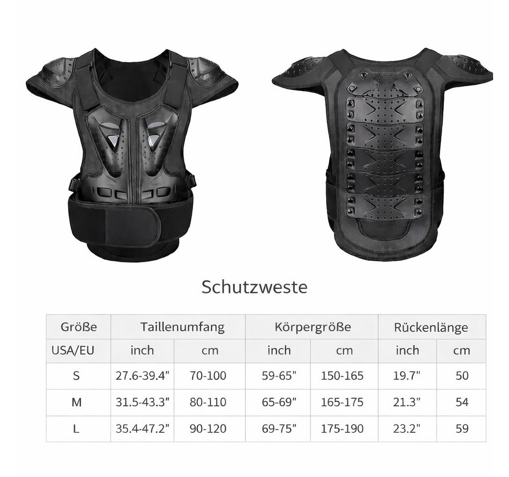 FunSport-Factory Protektorenweste Wosawe ML215 Protektorenweste, Hartschale, atmungsaktiv, verstellbar, flexibler Rücken