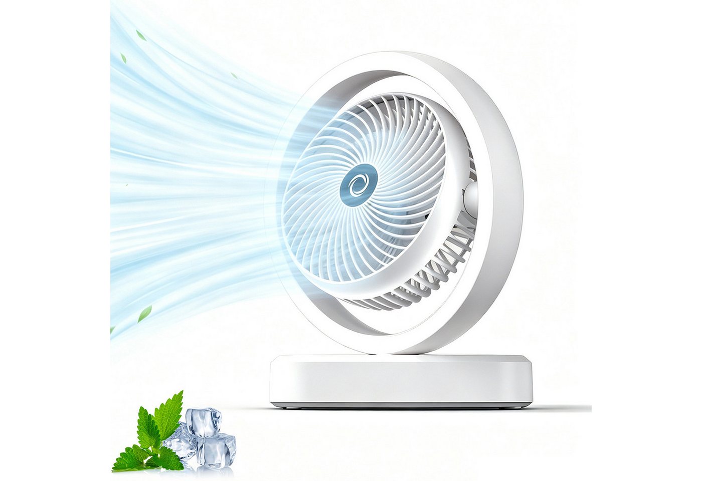 MOPUEA Tischventilator USB Tischventilator mit Nachtlicht, 270 Automatische Schwenkfunktion, 3 Stufen, Leiser Betrieb, für Schlafzimmer, Wohnheim und Büro Bild 3