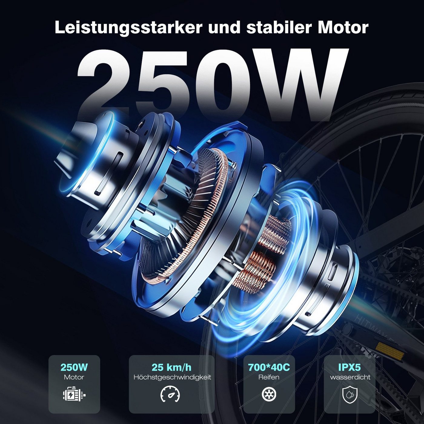 HITWAY E-Bike Cityrad 29 Zoll Elektrofahrrad mit 4G-GPS-Tracking, Max. 70km Reichweite, 1 Gang, Heckmotor, 345,6 Wh, Samsung Akku Smart E-Citybike, Diebstahlschutzsystem & IPX5 Bild 4
