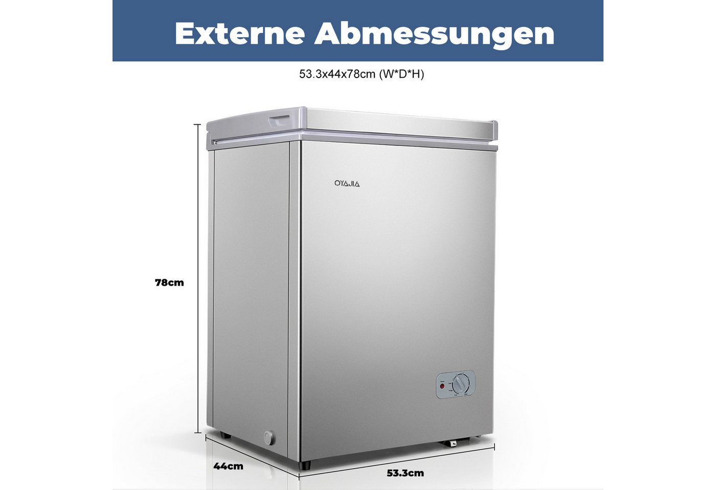 oyajia Gefriertruhe Tiefkühltruhe klein, 4-Sterne Gefrieren, Super-Frost-Funktion, Kühltruhe inkl. Ablagekorb BD/BC-71, 71 l, elektronische Temperaturregelung, leise Bild 2