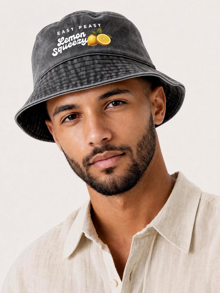 Neverless Fischerhut Anglerhut mit Print Easy Peasy Lemon Squeezy – Bucket Hat Herren Bild 3