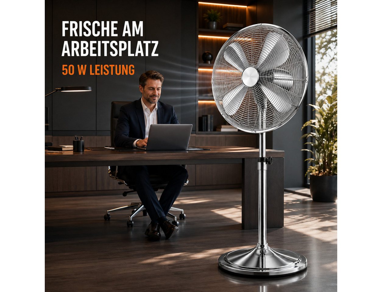 Ertex Standventilator EDELSTAHL Stand Ventilator 50W Metro 120cm Höhe Turmventilator KRAFT Bild 5