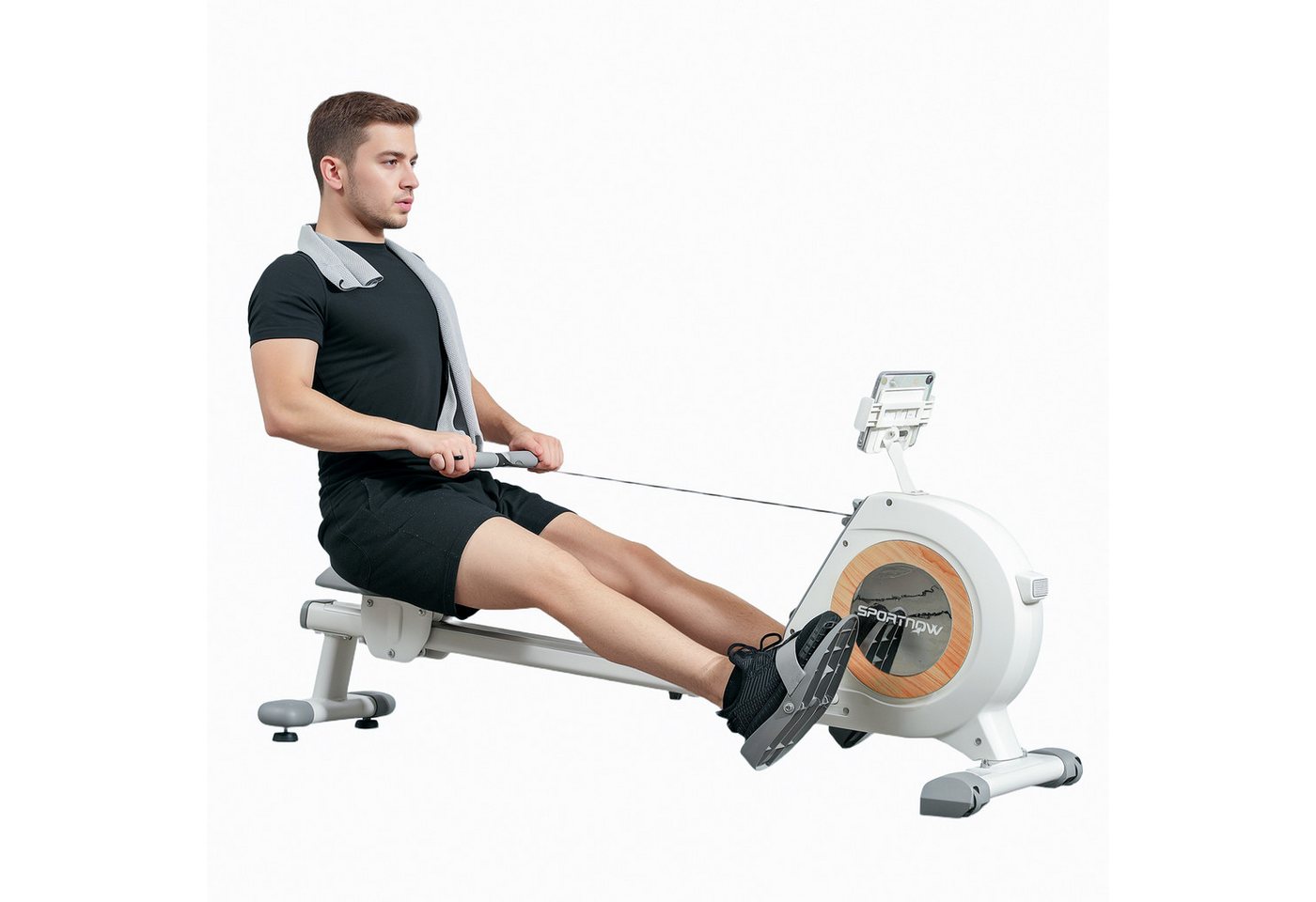 SPORTNOW Rudergerät mit 16 Widerstandsstufen, LCD-Monitor (Rudermaschine, 1-tlg., für Zuhause), mit Telefon-,IPAD-Halter, für Cardio-Training, bis 150kg belastbar Bild 3