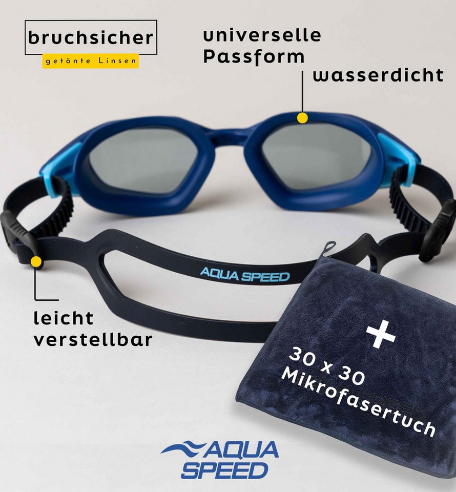 Aqua Speed Schwimmbrille Cyclone Aqua-Brille verspiegelt blau – UV-Schutz & Beschlagschutz, (Für Techniktraining, Kraulstil & lange Schwimmserien), Antibeschlag-Gläser für freie Sicht bei jeder Wassertemperatur Bild 2