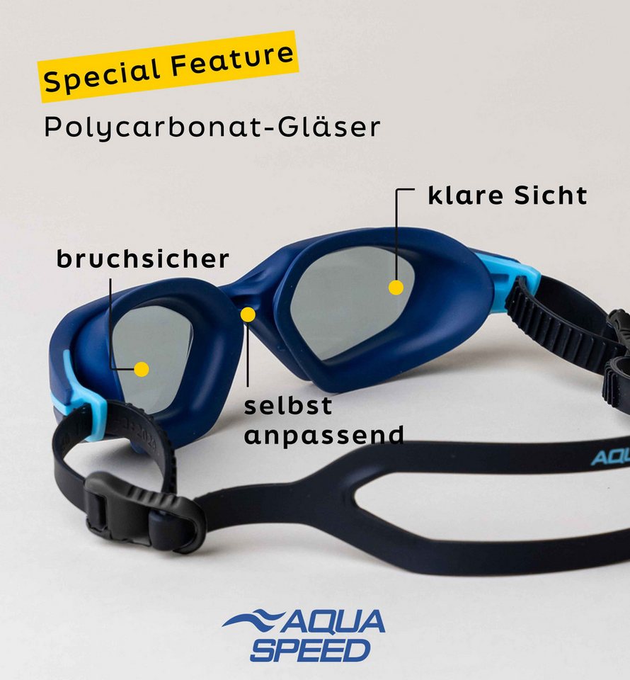 Aqua Speed Schwimmbrille Cyclone Aqua-Brille verspiegelt blau – UV-Schutz & Beschlagschutz, (Für Techniktraining, Kraulstil & lange Schwimmserien), Antibeschlag-Gläser für freie Sicht bei jeder Wassertemperatur Bild 3