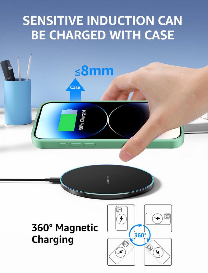 YI 15W Wireless Charger Induktive Ladegerät Für Apple Iphone/samsung Wireless Charger (1-tlg)
