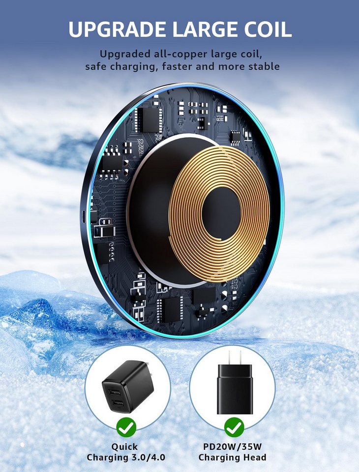 YI 15W Wireless Charger Induktive Ladegerät Für Apple Iphone/samsung Wireless Charger (1-tlg) Bild 2