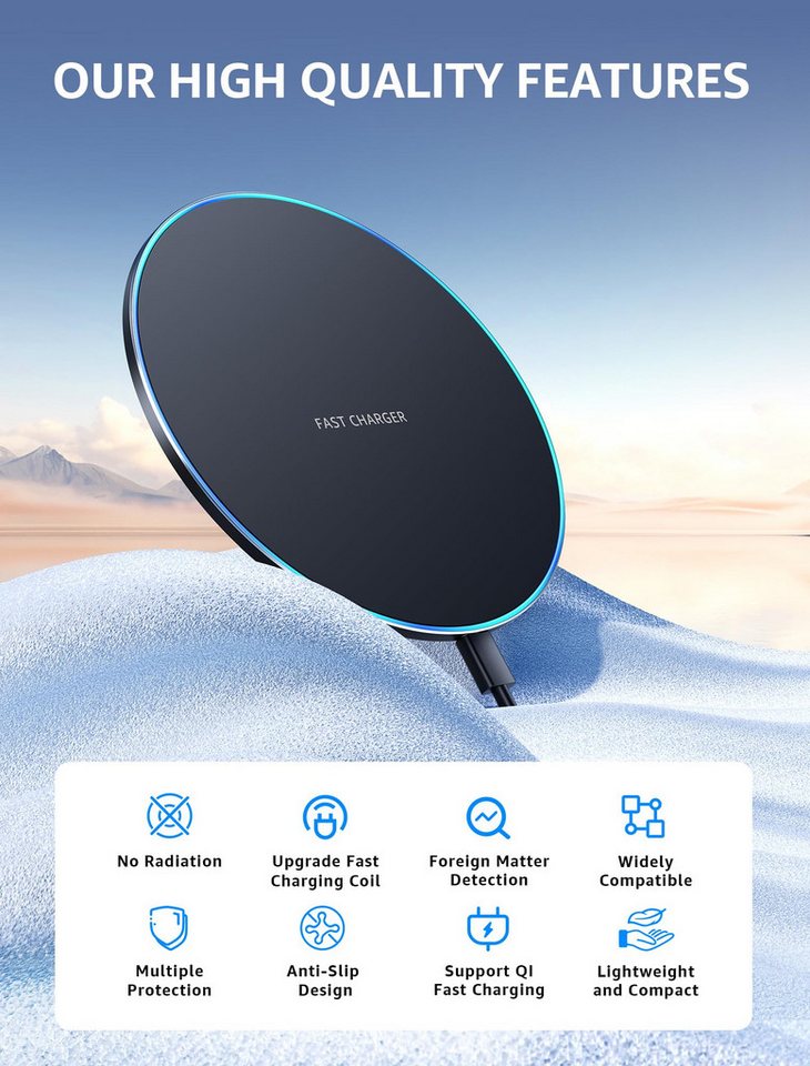 YI 15W Wireless Charger Induktive Ladegerät Für Apple Iphone/samsung Wireless Charger (1-tlg) Bild 4