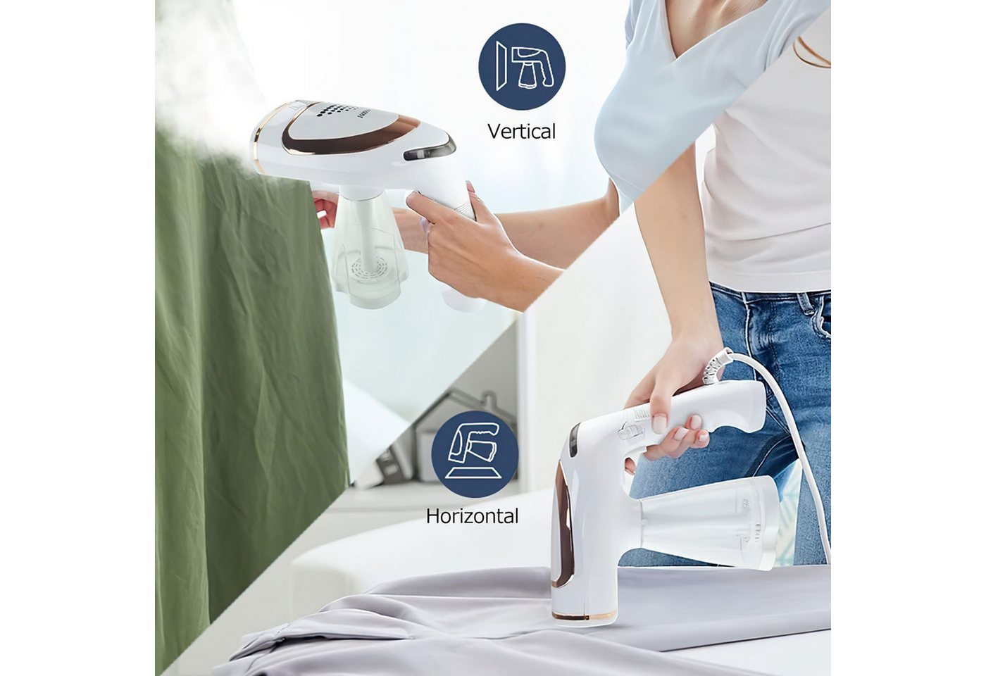 AIMAX Reise-Dampfbügeleisen Steamer Dampfglätter Reise 1600W Dampfbürste Dampfbügel 250ml, für Bügeln im Urlaub Hand Reisesteamer Handheld Handdampfer Bild 3