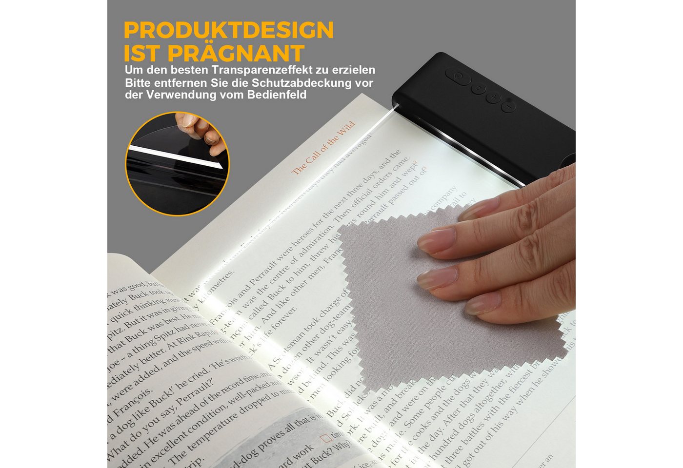 VIVIHEYDAY Leselicht Leselampe, Wiederaufladbare Flaches Buchlicht zum Lesen im Bett (bei Nacht, LED Buchlampe, Panel Book Light, 1-St., Augenschutz leselicht buch Buchseite Licht, mit 3 Farben & Timer), Geschenk für Buchliebhaber Bild 5