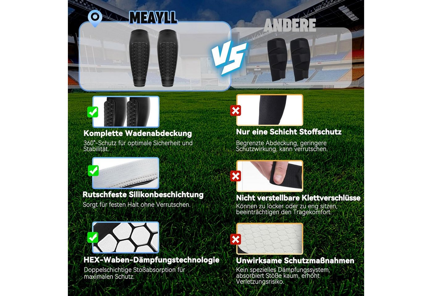 TUWENA Schienbeinschutz Schienbeinschoner Kinder Fussball Atmungsaktiv rutschfest Fußball, Für heranwachsende Fußballspieler entwickelt Bild 2