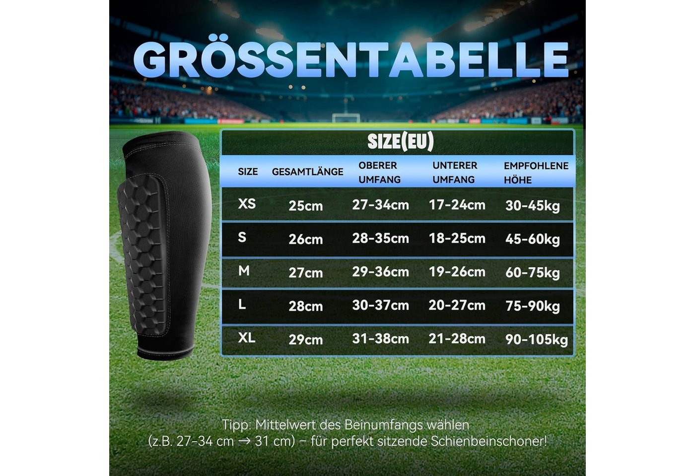 TUWENA Schienbeinschutz Schienbeinschoner Kinder Fussball Atmungsaktiv rutschfest Fußball, Für heranwachsende Fußballspieler entwickelt Bild 3