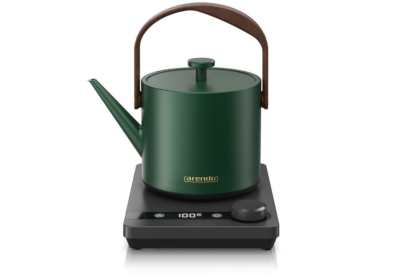 Arendo Wasserkocher Edelstahl, Retro, Temperatureinstellung 40°-100°C, 0.6 l, 1200 W, Schwanenhals‑Ausguss, BPA‑frei, Warmhaltefunktion, Teekocher Bild 5