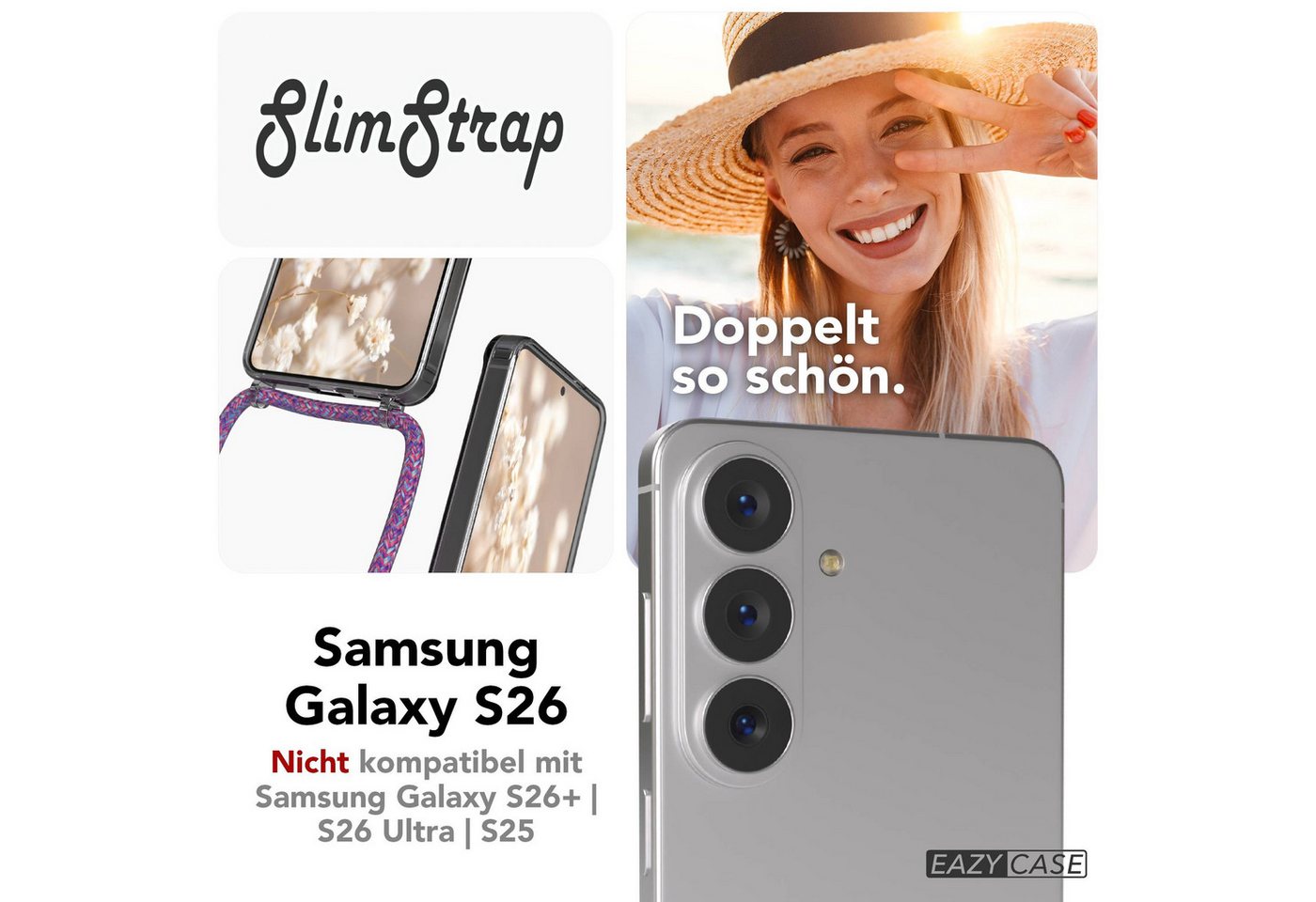 EAZY CASE Handykette mit Magsafe Hülle für Samsung Galaxy S26 6,3 Zoll, Magsafehülle Kette zum Umhängen mit Umhängeband mit Riemen Unicorn Bild 3