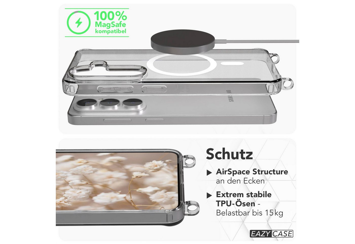 EAZY CASE Handykette mit Magsafe Hülle für Samsung Galaxy S26 6,3 Zoll, Magsafehülle Kette zum Umhängen mit Umhängeband mit Riemen Unicorn Bild 5