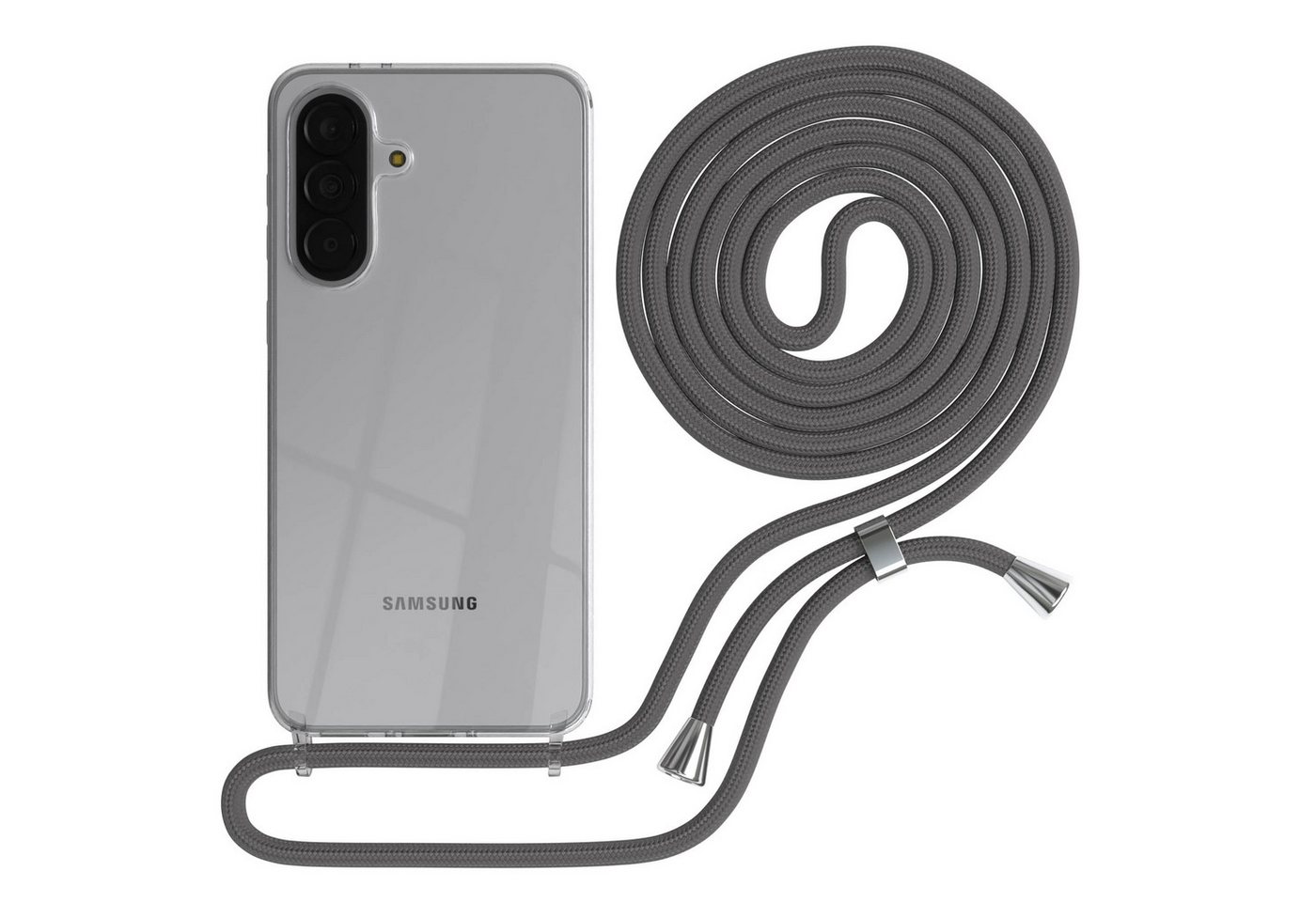 EAZY CASE Handykette Hülle mit Band für Samsung Galaxy A37 6,7 Zoll, Slimcover Handykette Hülle mit Band Handykordel Clear Case Slim Grau Bild 2