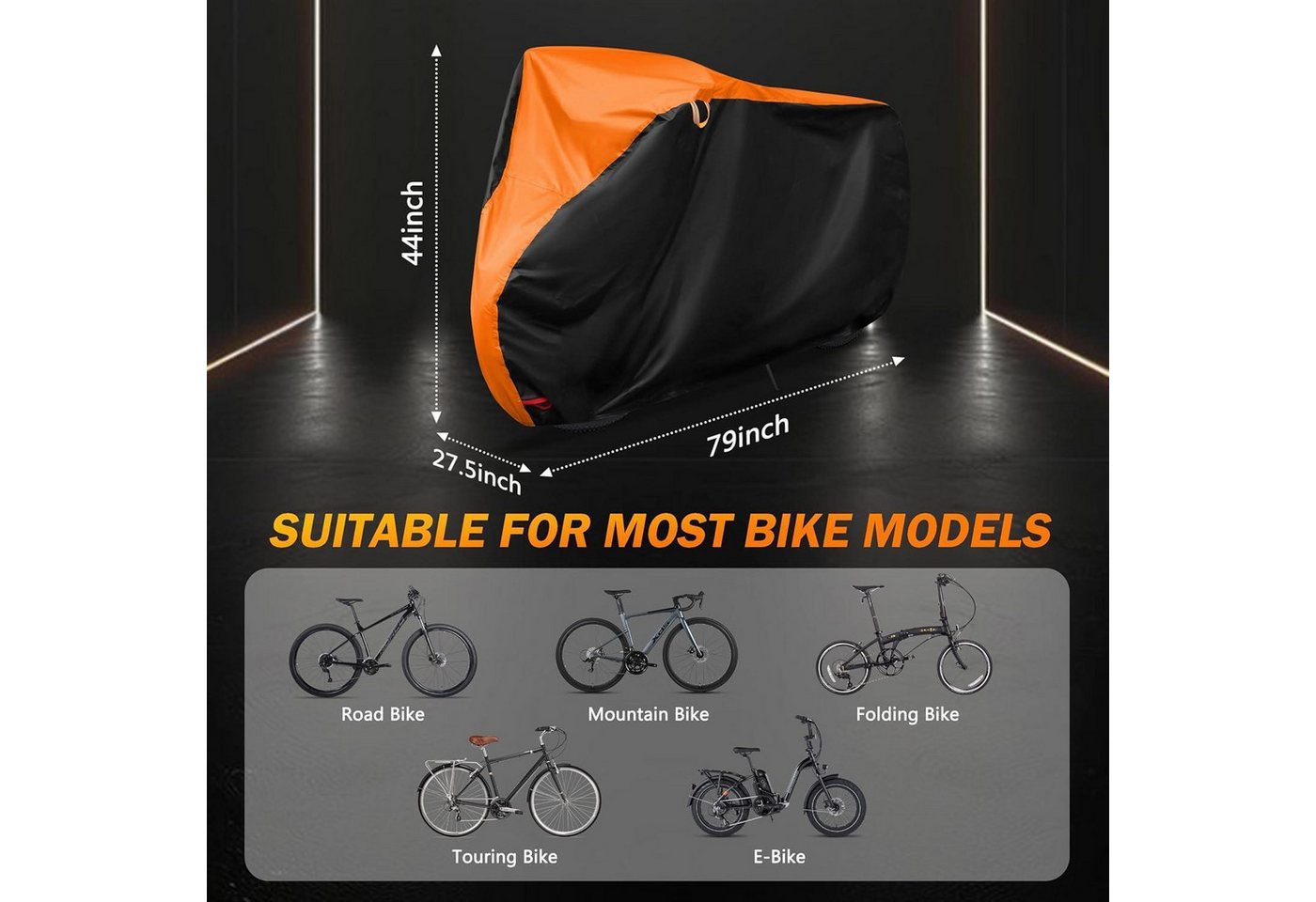 LuxusKollektion Fahrradschutzhülle Fahrradabdeckung 210T wasserdicht mit Schlossösen 200 x 110 x 70 cm Bild 2