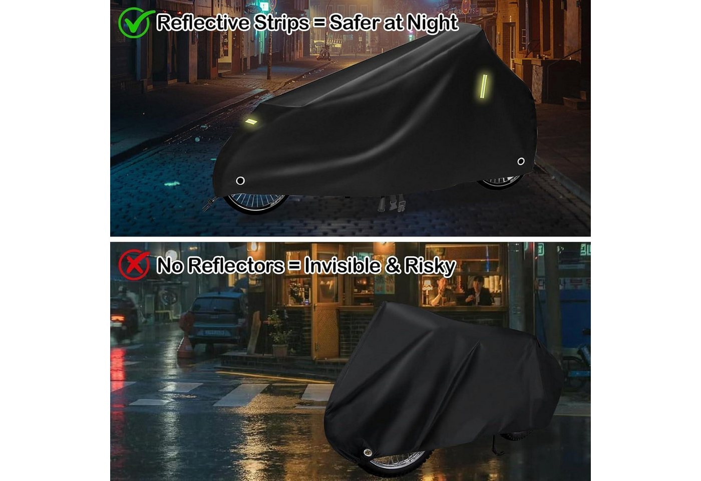 LuxusKollektion Fahrradschutzhülle Lastenrad Abdeckung 210D 285x65x115 cm wasserdicht Reflexstreifen Bild 2