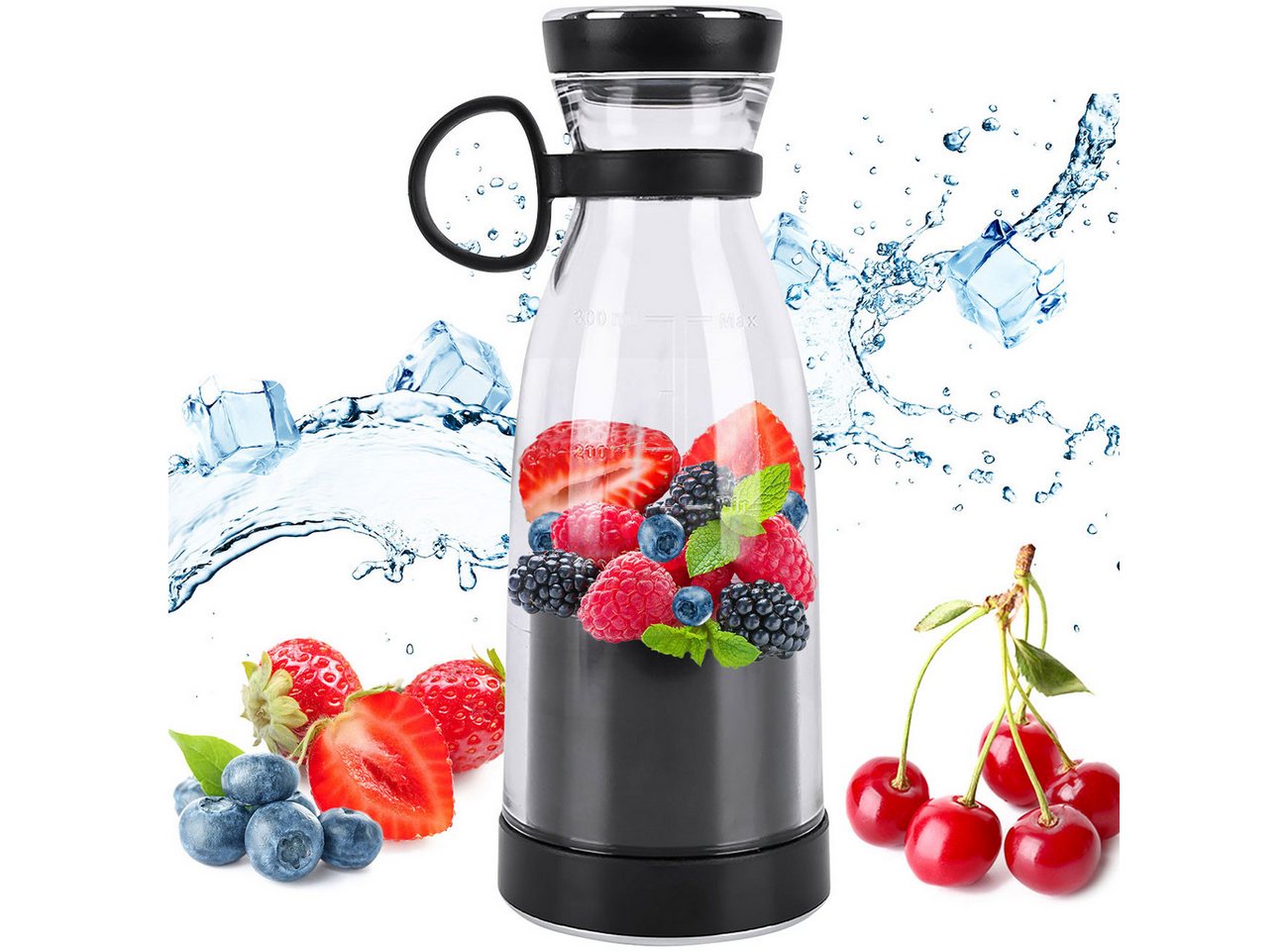 shop'n smile ideoon Smoothie-Maker Vitamin-Kick Mixer mit Akku, trendig, kompakt & leistungsstark, 120 W, 300ml, für unterwegs & Fitness Bild 2