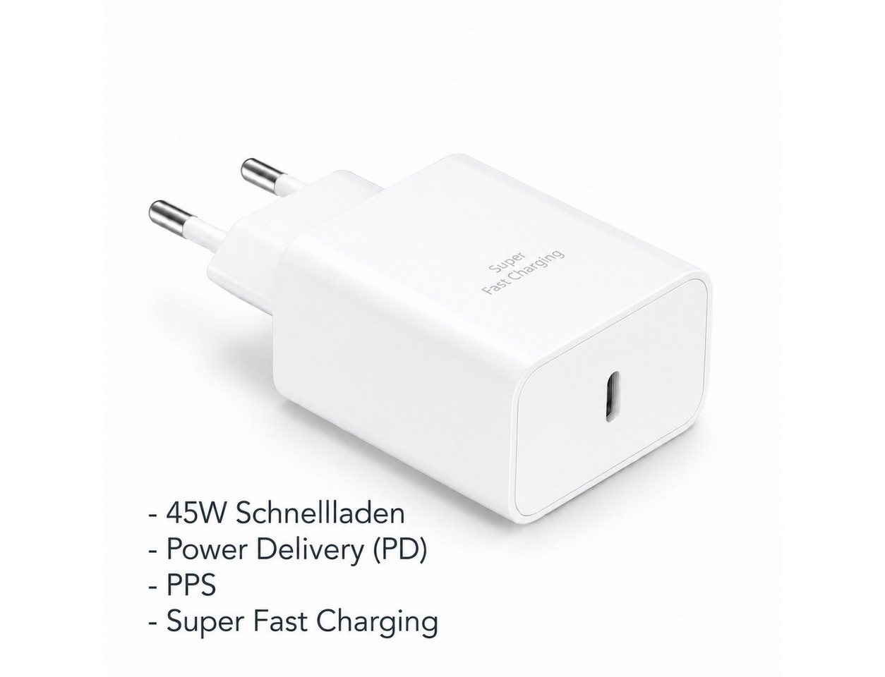 Ventarent 45W USB-C Netzadapter Schnellladegerät für iPhone 17, 16 & 15 USB-Ladegerät (3000 mA, 45W, USB-C, Power Delivery (PD), PPS, Super Fast Charging)