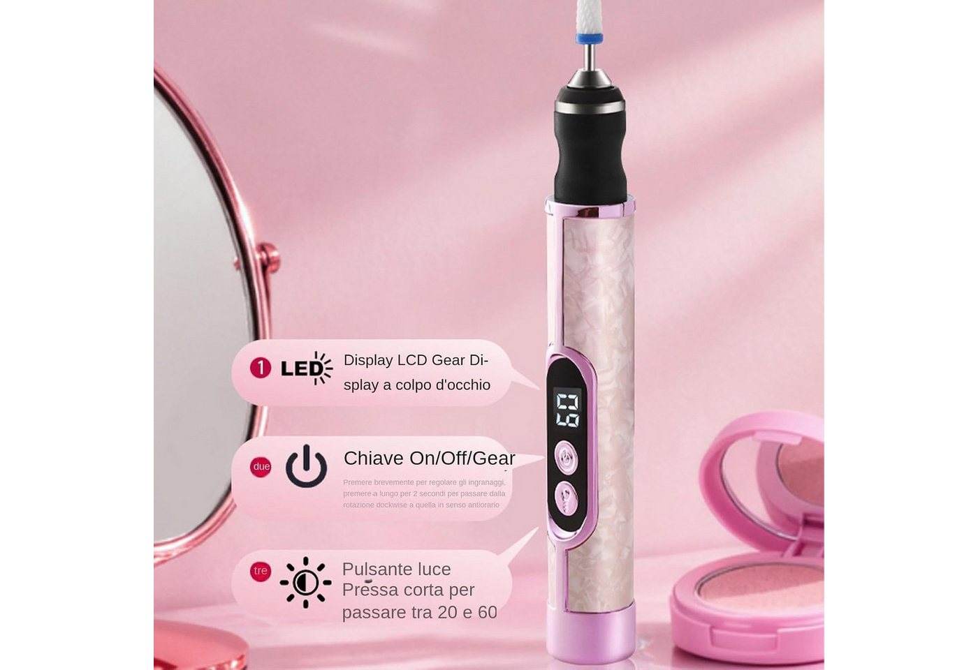 FELIXLEO Maniküre-Pediküre-Set Professionelle elektrische Nagelfräse mit Digitalanzeige