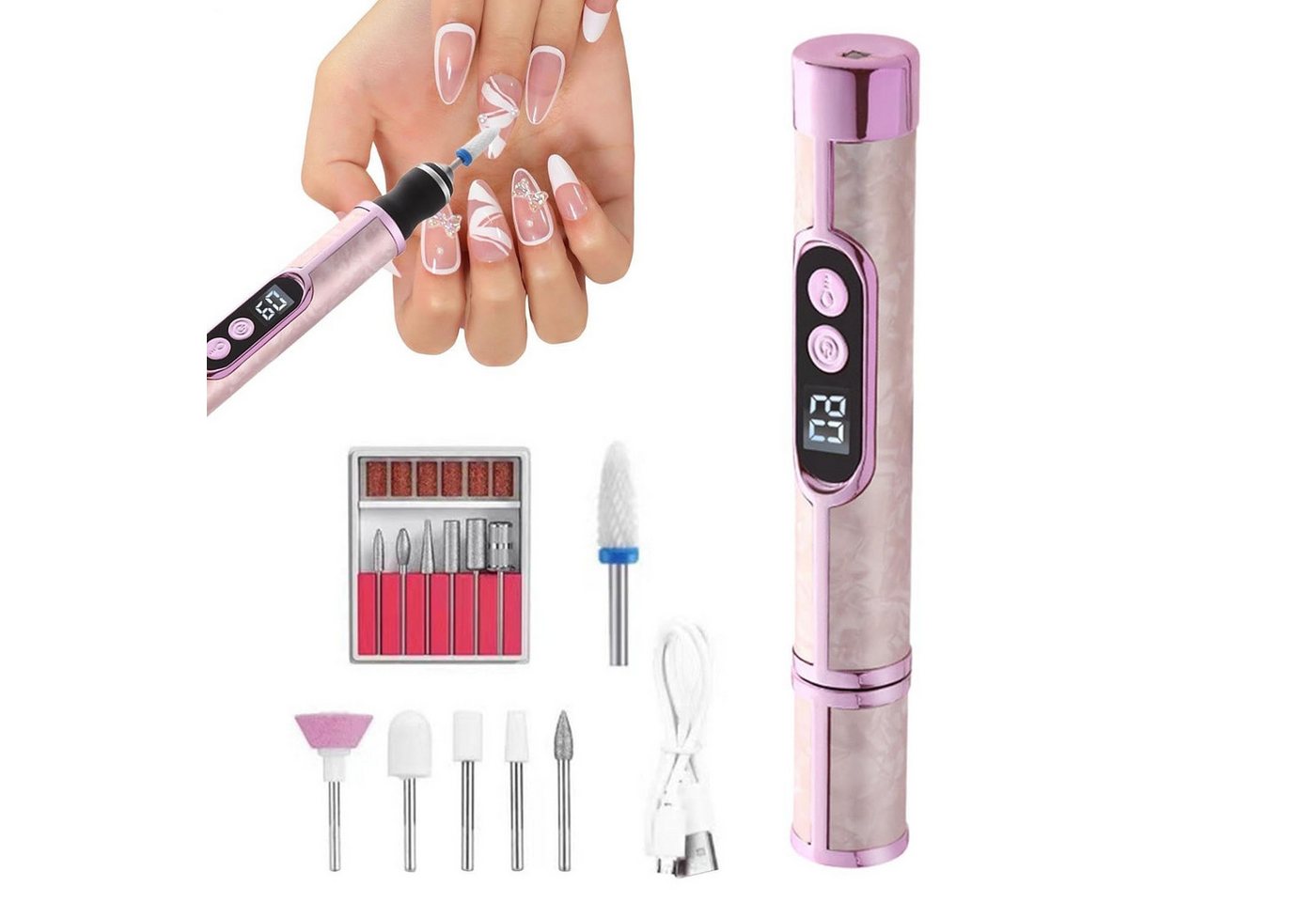 FELIXLEO Maniküre-Pediküre-Set Professionelle elektrische Nagelfräse mit Digitalanzeige Bild 2