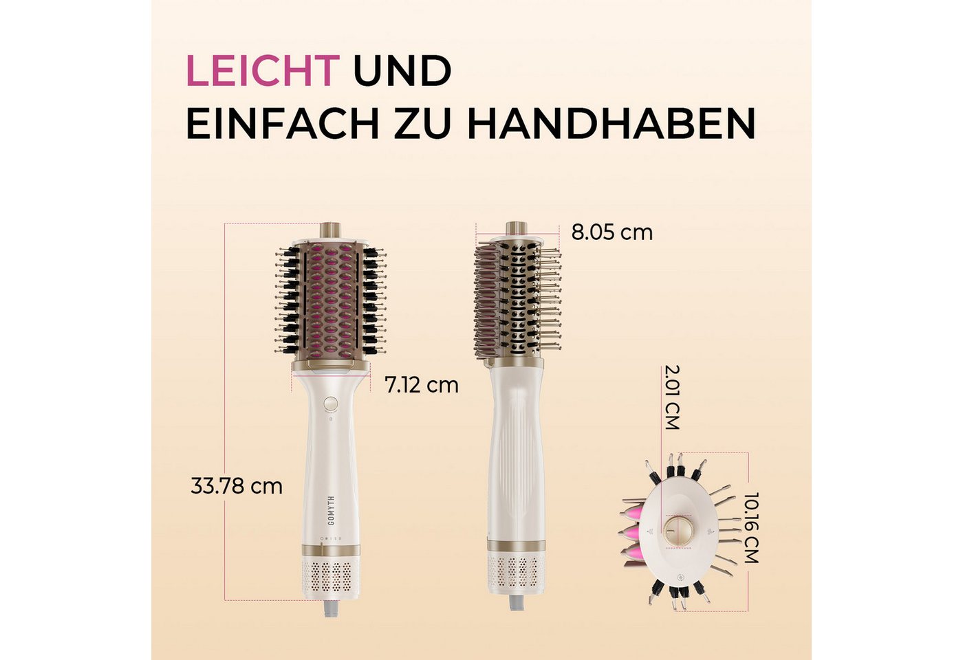 GOMYTH Warmluftbürste V1 5-in-1-Heizkamm und Föhnbürste Bild 4