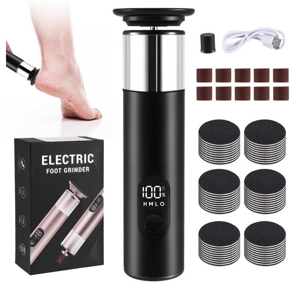 i@home Elektrischer Hornhautentferner, 1-tlg., 3 Geschwindigkeiten, 70 Aufsätze (60 Schleifpads + 10 Polierringe), 2-in-1 Elektrische Fußfeilen, Fußpflege-Set für trockene, rissige Haut Bild 5