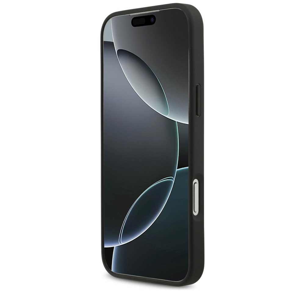 Guess Handyhülle iPhone 17 Pro Max Kunstleder grau Big Logo Metall goldfarben 6,9 Zoll, Kantenschutz Bild 2