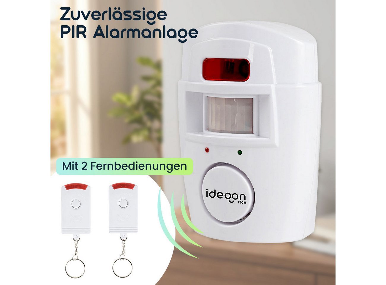 shop'n smile ideoon PIR Alarmanlage (105 dB) mit 2 Fernbedienungen, Hausalarm & Schutz Alarmanlage (PIR-Sensor-Reichweite: 5 m) Bild 2