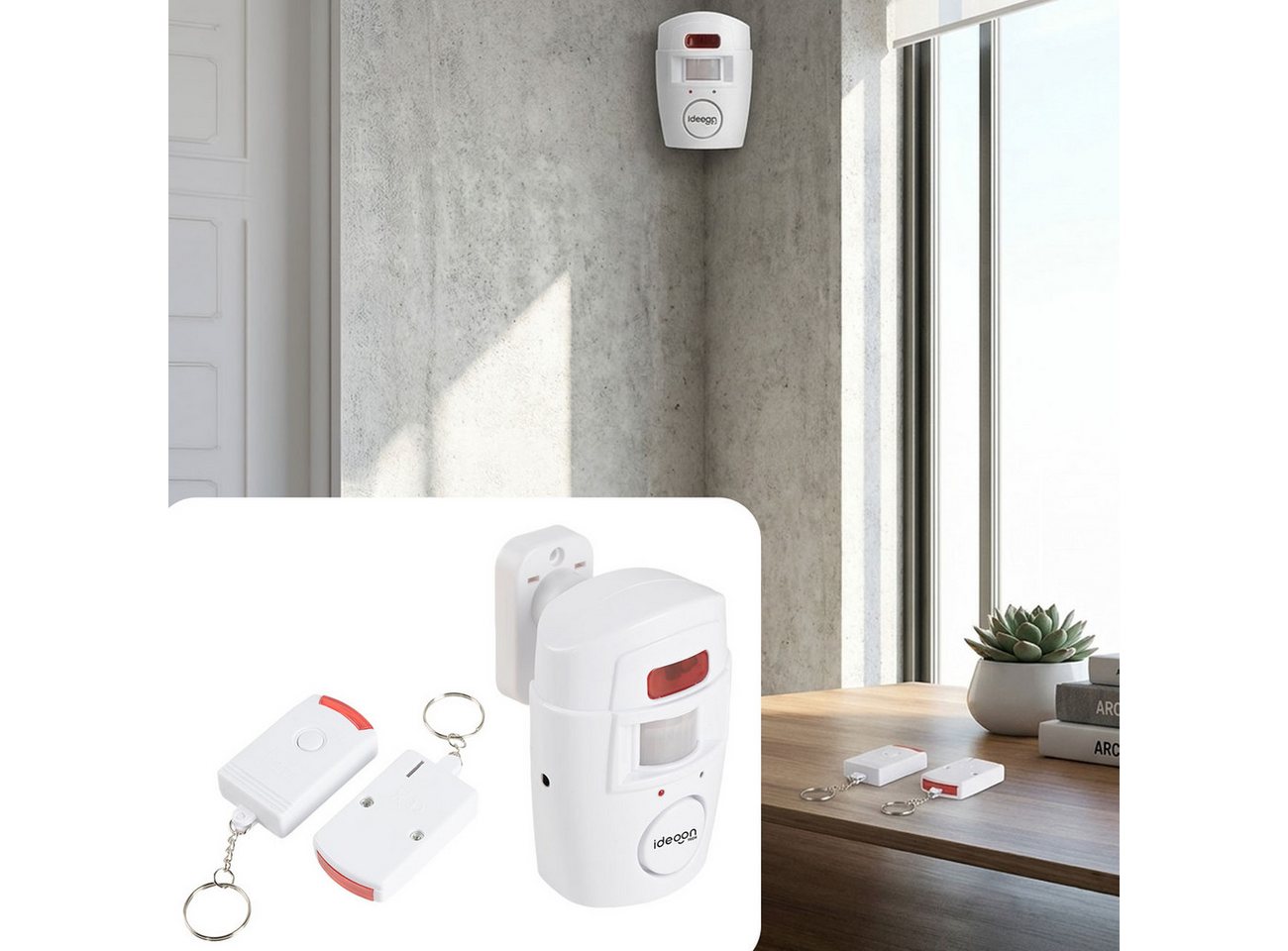 shop'n smile ideoon PIR Alarmanlage (105 dB) mit 2 Fernbedienungen, Hausalarm & Schutz Alarmanlage (PIR-Sensor-Reichweite: 5 m) Bild 4