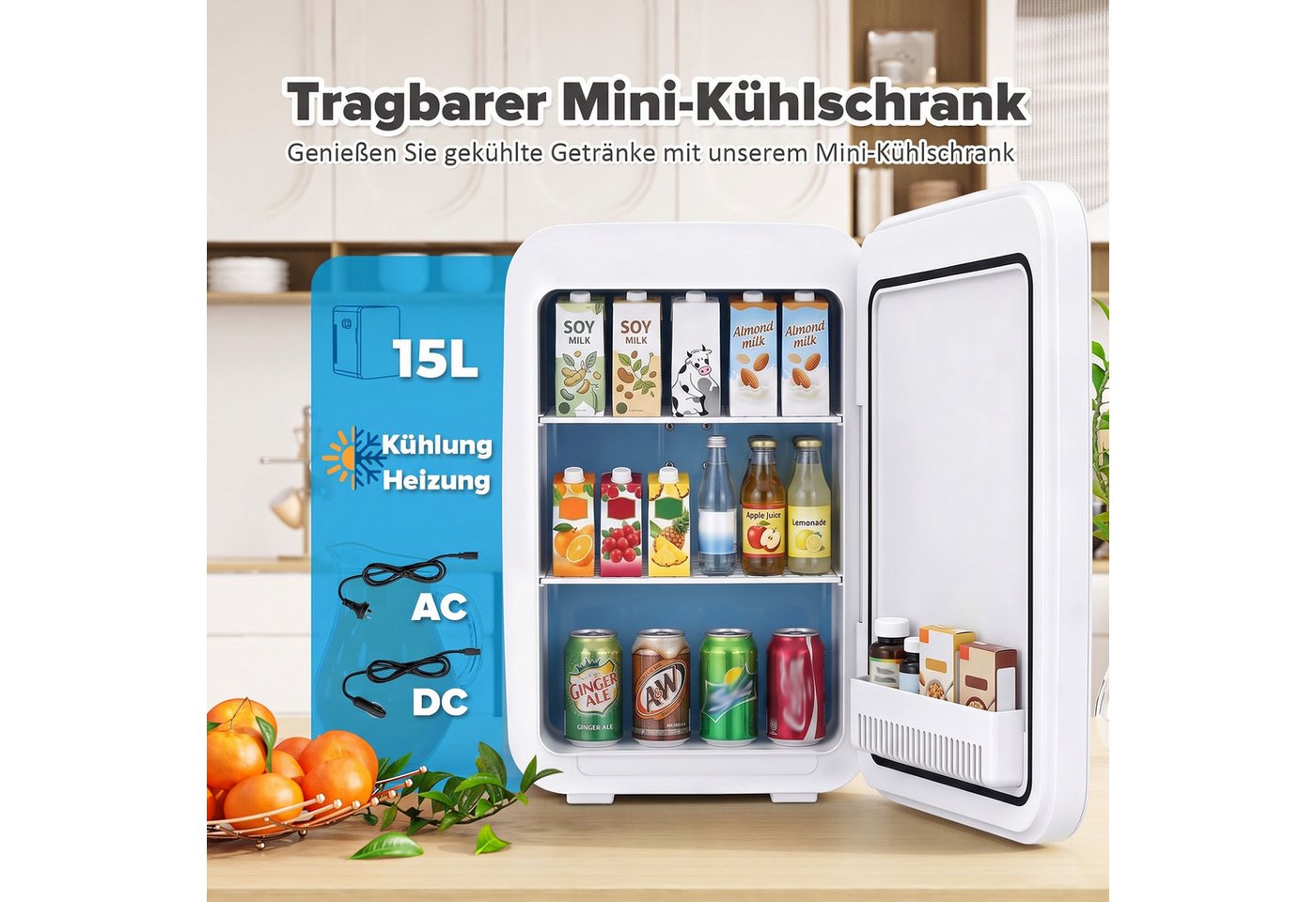 Rebonique Table Top Kühlschrank AQ-22L, 15L/21 Dosen Mini Kühlschrank, 17°C unter Umgebungstemperatur - 65°C Bild 3