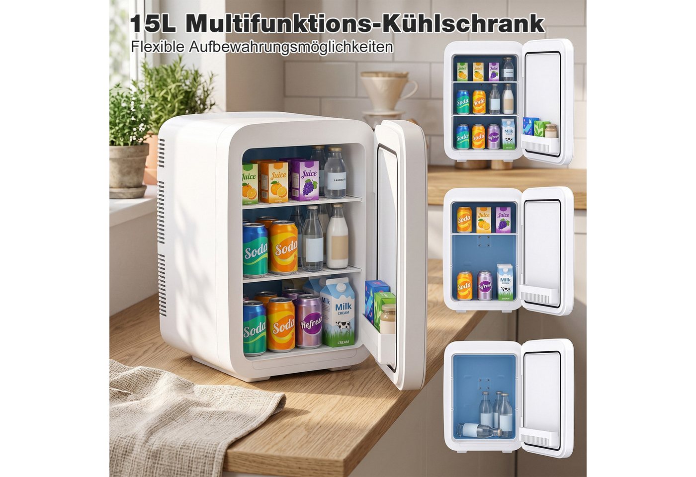 Rebonique Table Top Kühlschrank AQ-22L, 15L/21 Dosen Mini Kühlschrank, 17°C unter Umgebungstemperatur - 65°C Bild 4