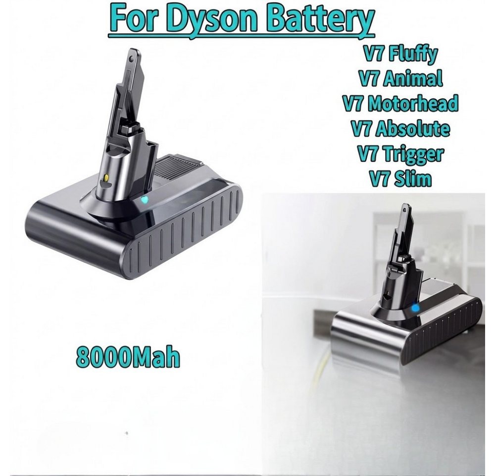 Athlix Ersatz-Akku für Dyson V7/SV11 Staubsauger Ersatzbatterie Akkupacks 8000 mAh (21,6 V), Effiziente und nachhaltige Alternative, Schnellladung Bild 2