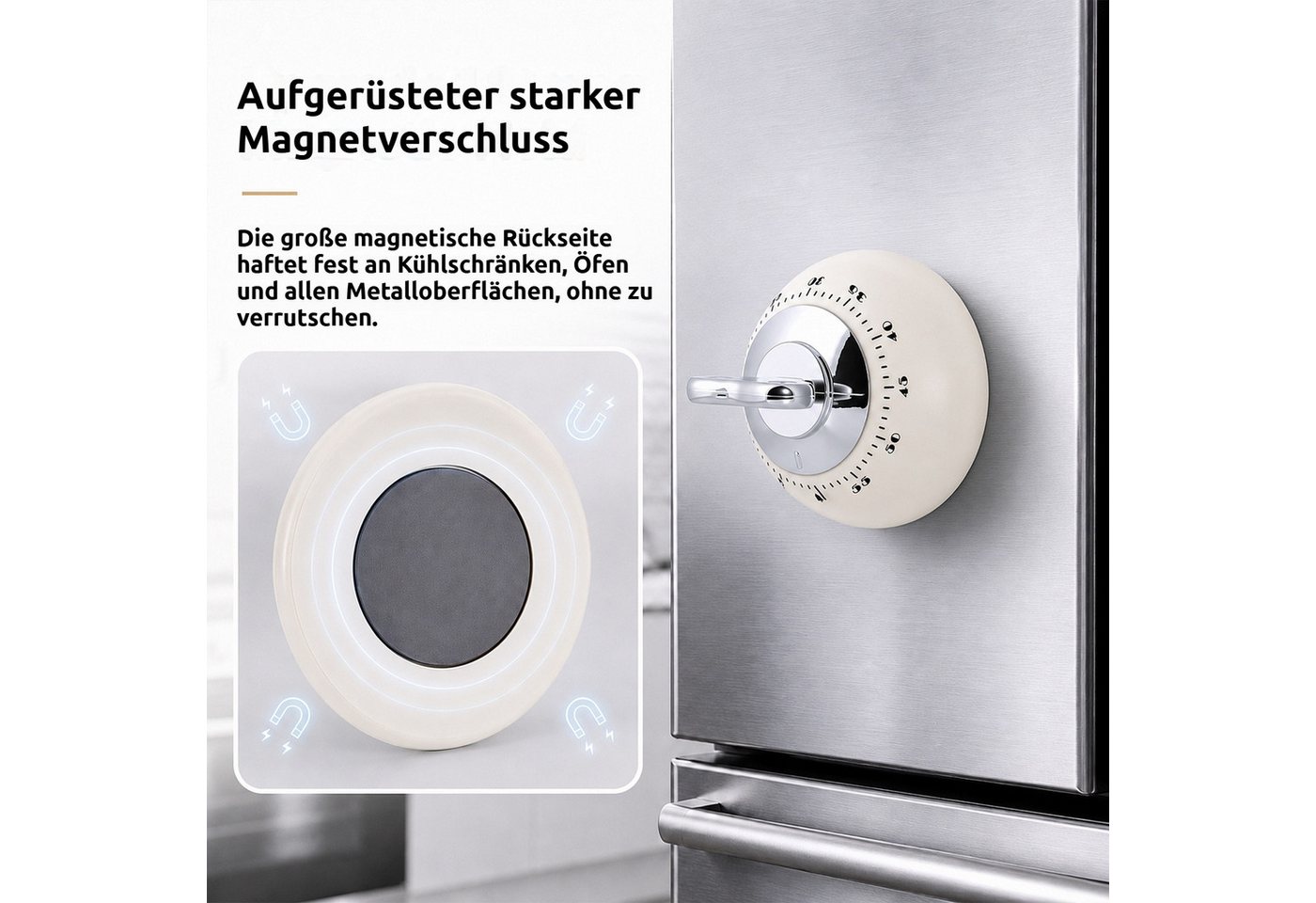 BlingBin Küchentimer Magnetischer mechanischer Küchentimer 60 Min, Eieruhr mit lautem Alarm Kurzzeitwecker für Küche, Büro und Studium Bild 2
