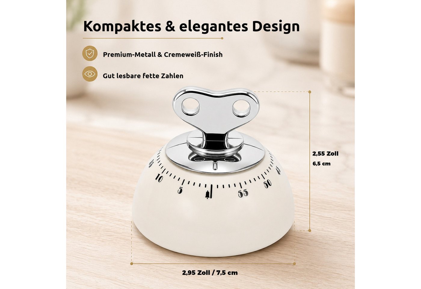 BlingBin Küchentimer Magnetischer mechanischer Küchentimer 60 Min, Eieruhr mit lautem Alarm Kurzzeitwecker für Küche, Büro und Studium Bild 3