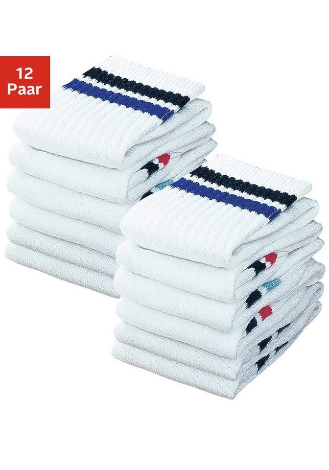 Go in Tennissocken Damen Herren Kinder Sportsocken mit Ringel aus Atmungsaktive Baumwolle (Packung, 12-Paar, Großpackung bis Gr. 47-50) mit Frottee, Kindersocken, Damensocken, Herrensocken