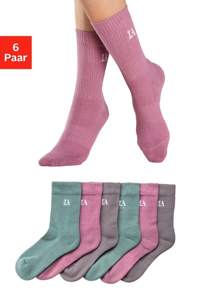 LASCANA ACTIVE Tennissocken Sportsocken Damen, Laufsocken, Wandersocken (Packung, 6-Paar, Crew Socken) mit Baumwoll Frottee Bild 2