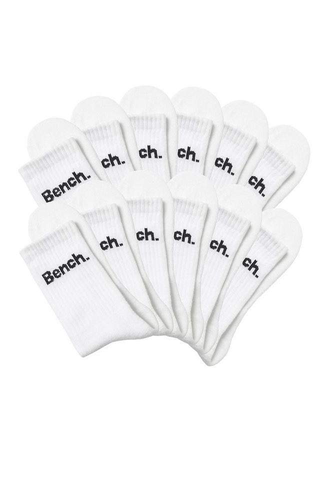 Bench. Tennissocken Damen Herren Sportsocken, Laufsocken, (Packung, 12-Paar, Crew-Socken, Großpackung) mit Fuß Polsterung, Baumwoll Frottee